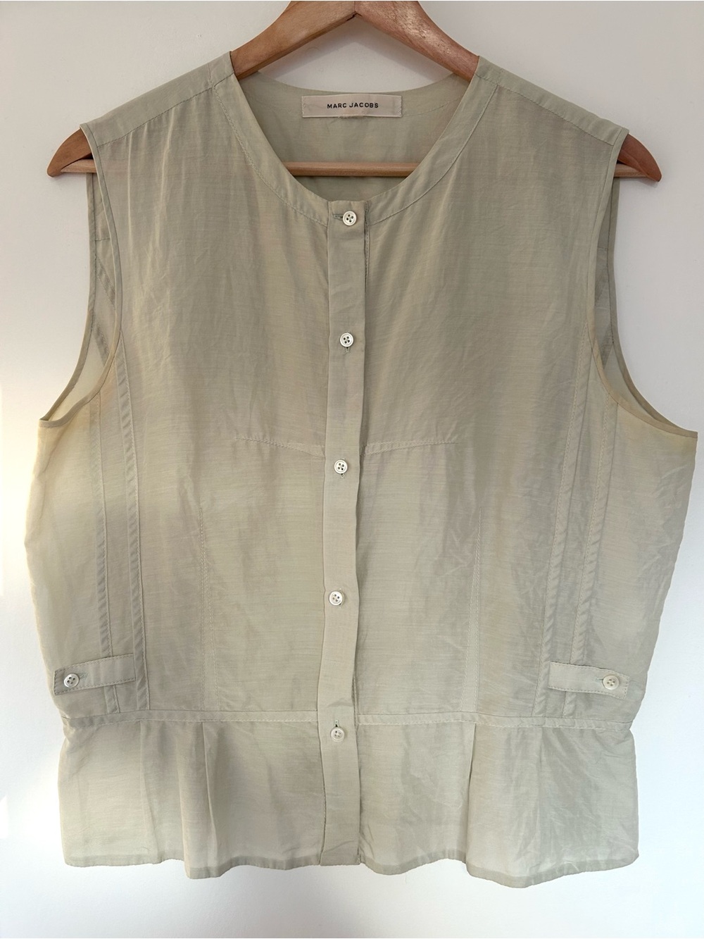 Marc Jacobs Silk Cotton Sleeveless Button Front Blouse